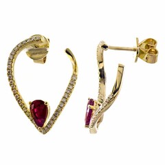 Gouden oorbellen met AAA Mozambique robijnen