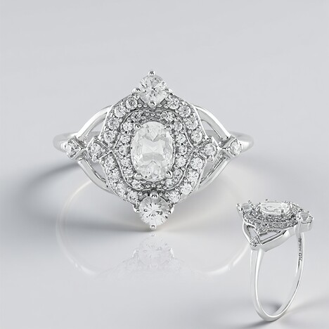 Anello in argento con Zaffiro Bianco