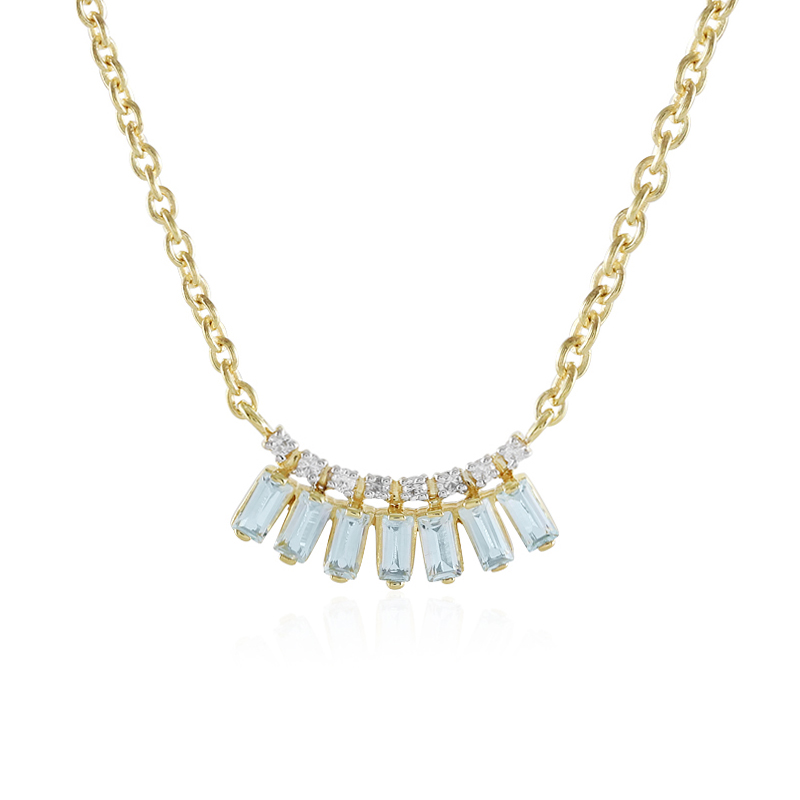 Dada Gioielli - Collana Cuore 9mm Punto Luce Argento 925 Con Zirconi Brillanti Catenina 45+5cm (Azzurro Acquamarina