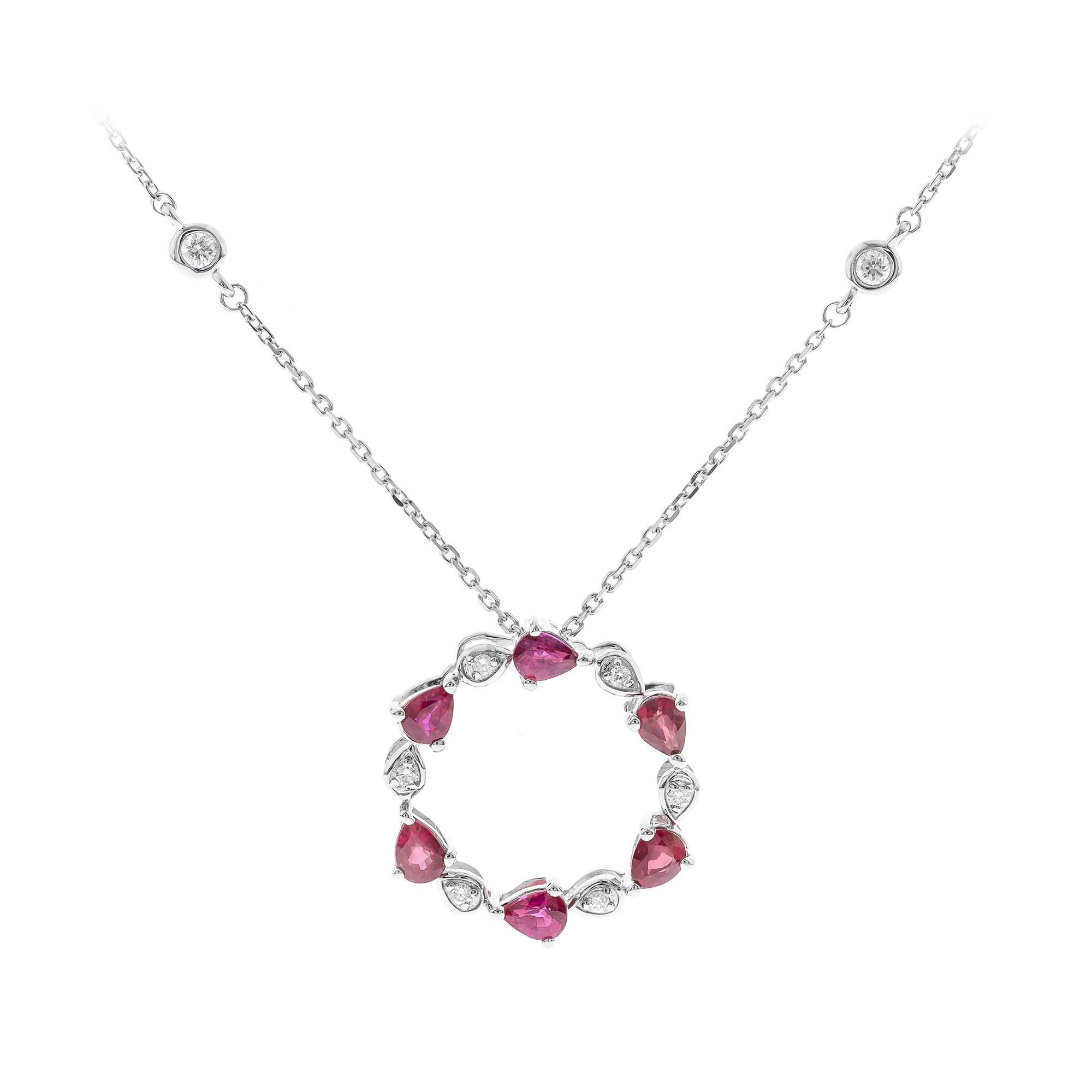 14K AAA Mozambique Ruby Gold Necklace (CIRARI)-9293LN | Juwelo