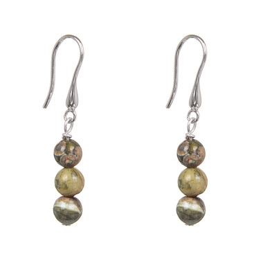 Boucles d'oreilles en argent et Rhyolite forêt équatoriale
