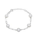 White Freshwater Pearl Silver Bracelet