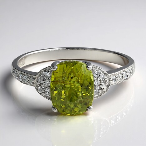 Anello placcato in platino con Tormalina Cuprian