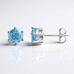 Boucles d'oreilles en argent et Topaze bleu ciel