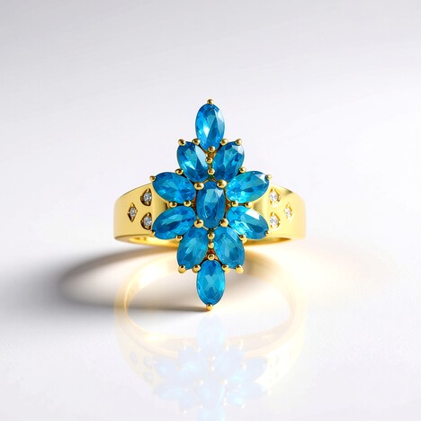 Anello in argento con Apatite Blu Neon