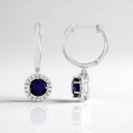 Orecchini in argento con Zaffiro Blu del Madagascar