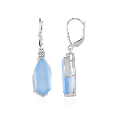 Blauer Onyx-Silberohrringe