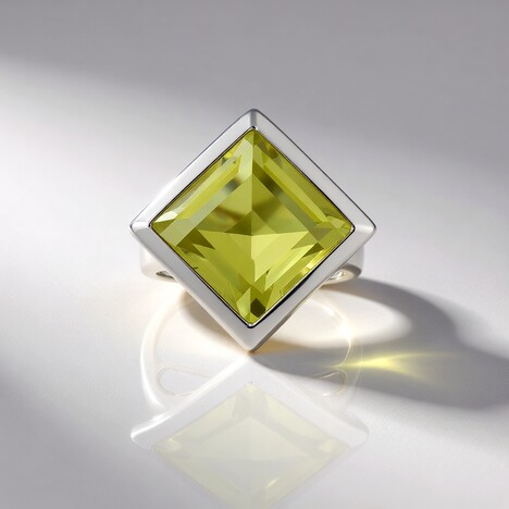 Anello in argento con Quarzo Limone (MONOSONO COLLECTION)