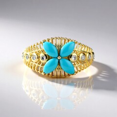 Anello in oro con Turchese Sleeping Beauty (Ornaments by de Melo)