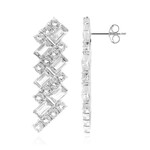 Zilveren oorbellen met witte topaasstenen