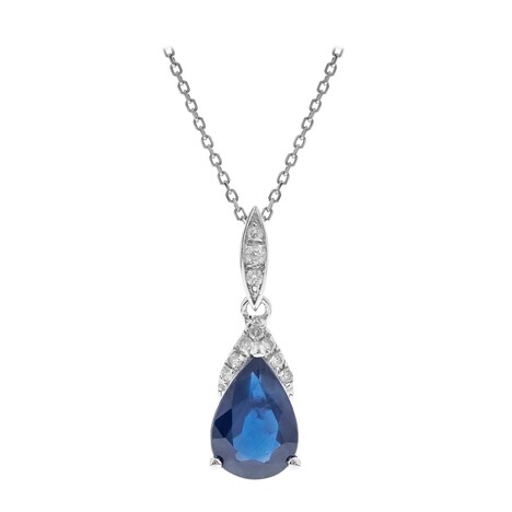 Gouden halsketting met een Blauwe Ceylon saffier