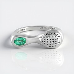 Anello in argento con Smeraldo Russo