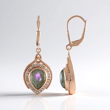 Orecchini in argento con Labradorite rosa Maniry