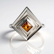 Anello in argento con Zircone Cognac (MONOSONO COLLECTION)