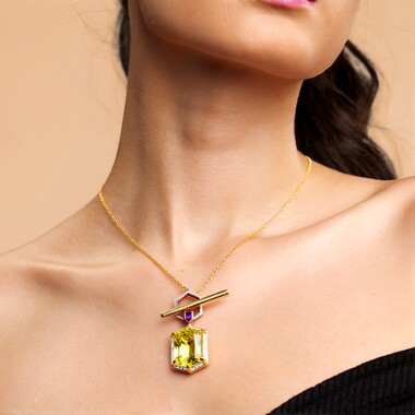 Collar en plata con Cuarzo del Ouro Verde (Gems en Vogue)
