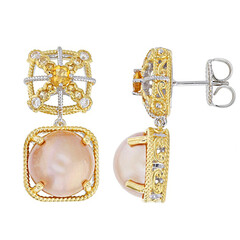 Goldene Mabe-Perlen-Silberohrringe (Gems en Vogue)