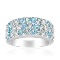 Anillo en plata con Topacio azul suizo