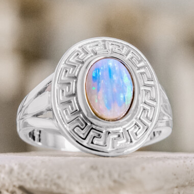 Weißer Opal-Silberring