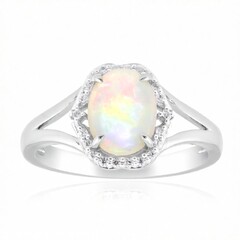 Bague en or et Opale blanche du Brésil