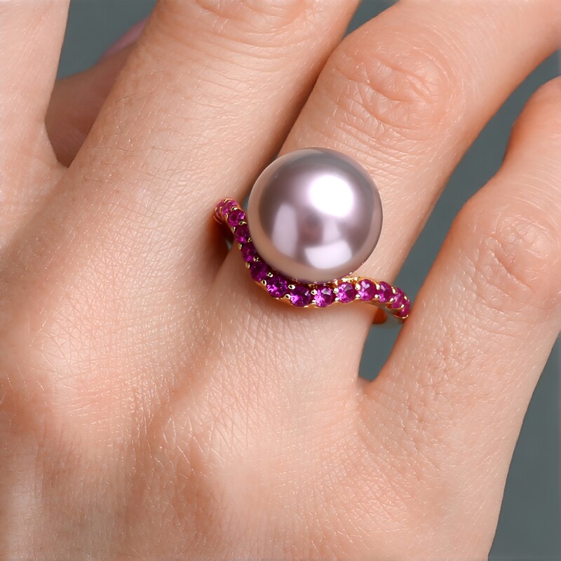 Anello in argento con Perla Ming Porpora (Annette)