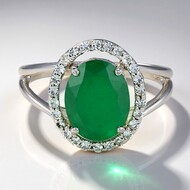 Anello in argento con Calcedonio Verde