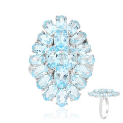 Anillo en plata con Topacio azul cielo