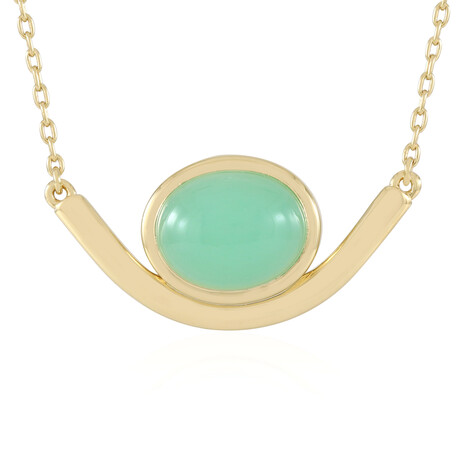 Zilveren halsketting met een chrysopraas (KM by Juwelo)
