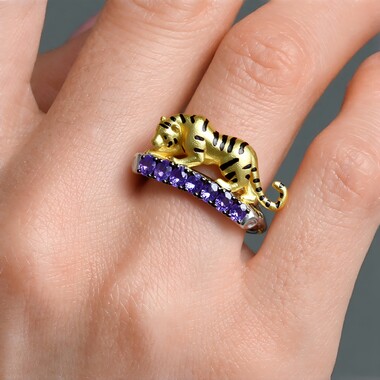 Zilveren ring met tanzanieten (Gems en Vogue)