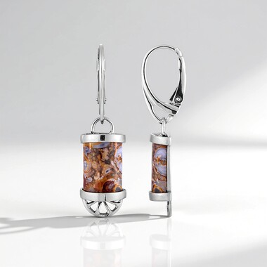 Pendientes en plata con Madera de palma petrificada (Bali Barong)