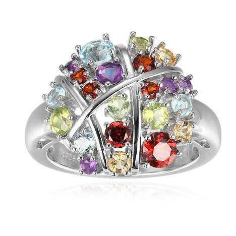 Zilveren ring met citrienstenen