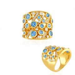 Swiss Blue Topaz Silver Ring (de Melo Essence)