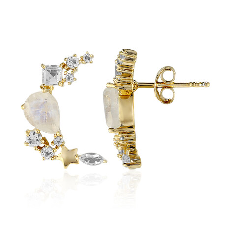 Regenbogen-Mondstein-Silberohrringe