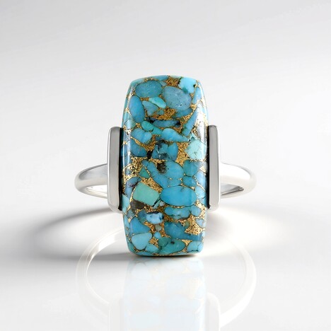 Anello in argento con Turchese Ramato Blu Mohave (Faszination Türkis)