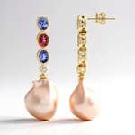 Orecchini in oro con Perla d'Acqua Dolce Porpora (TPC)