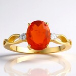 Anello in oro con Opale di Fuoco Messicano AAA