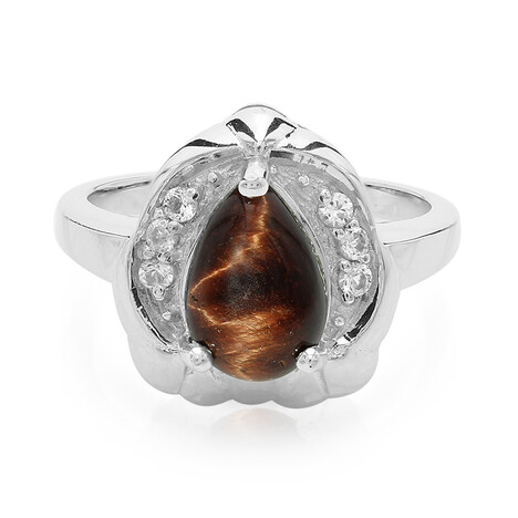 Rotes Tigerauge-Silberring