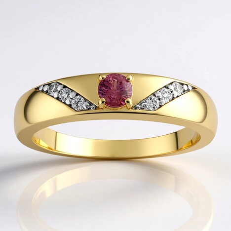 Anello in oro con Zaffiro Padparadscha