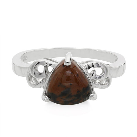 Mahagoni-Obsidian-Silberring