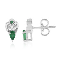 Boucles d'oreilles en argent et Emeraude de Zambie