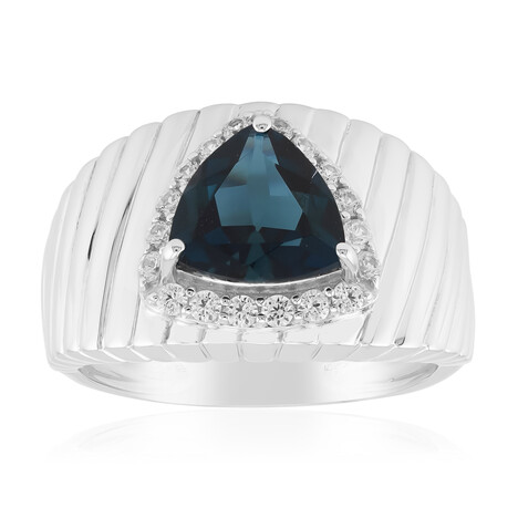 Zilveren ring met een Londen-blauwe topaas (de Melo Essence)