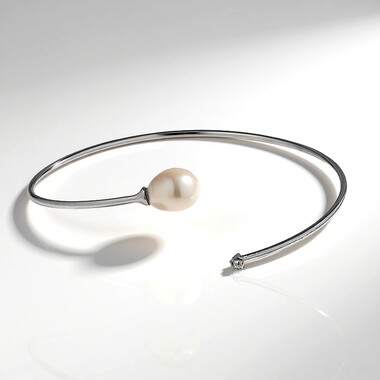 Bracelet en argent et Perle blanche de culture d'eau douce (Joias do Paraíso)
