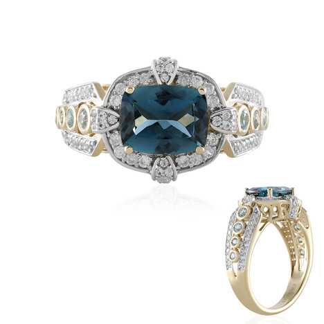 Anillo en oro con Topacio azul de Londres (SUHANA)