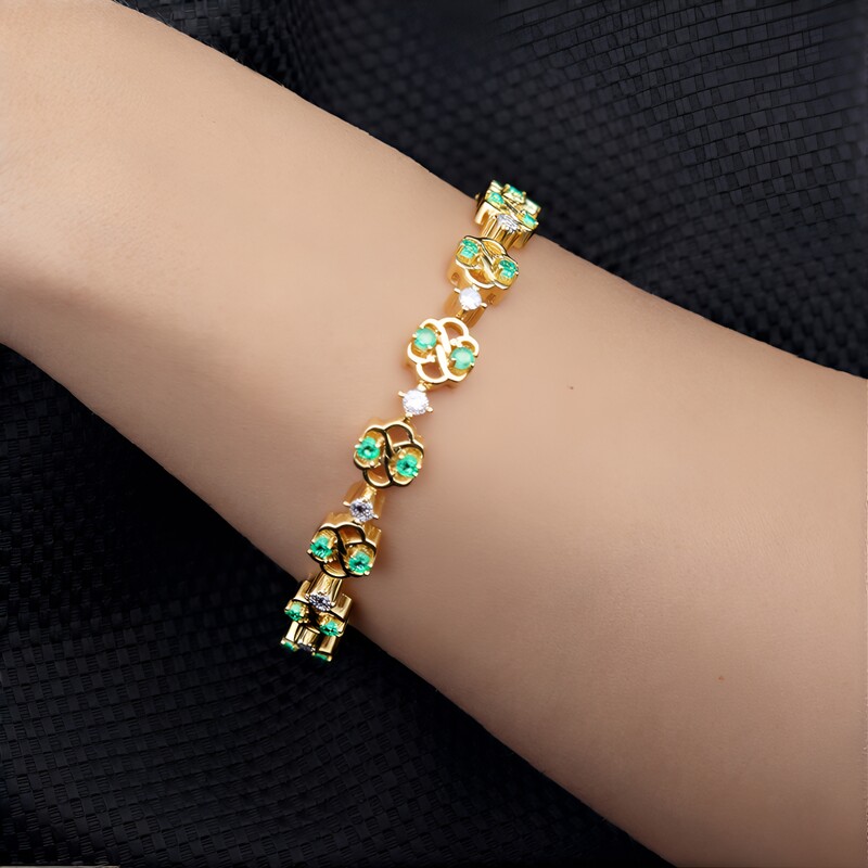 Russischer Smaragd-Silberarmband (Adela Silber)