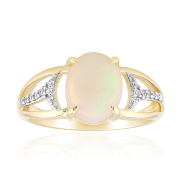 Brasilianischer Weißer Opal-Goldring