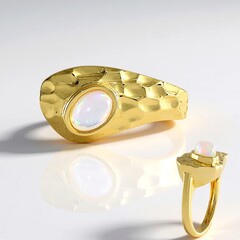 Anello in argento con Opale di Welo (MONOSONO COLLECTION)