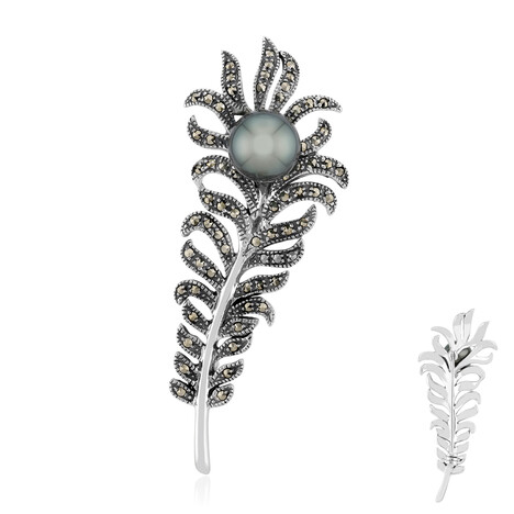 Broche en plata con Perla cultivada de Tahití (TPC)