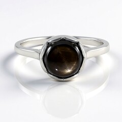 Anello in argento con Zaffiro Stellato Nero (de Melo Essence)