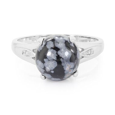 Schneeflocken-Obsidian-Silberring