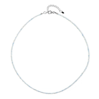 Zilveren halsketting met aquamarijnstenen