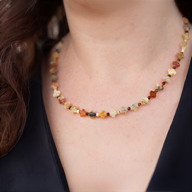 Collar en plata con Ágata de México